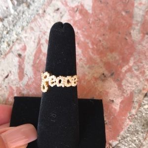 Peace Diamonique Sterling 14K overlay Ring.